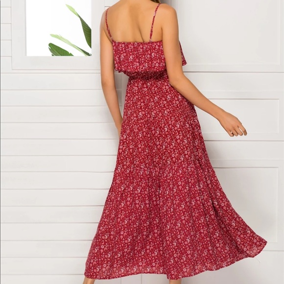 Ruffle Cami Boho Floral Gypsy Print Maxi Dress - Picture 14 of 16